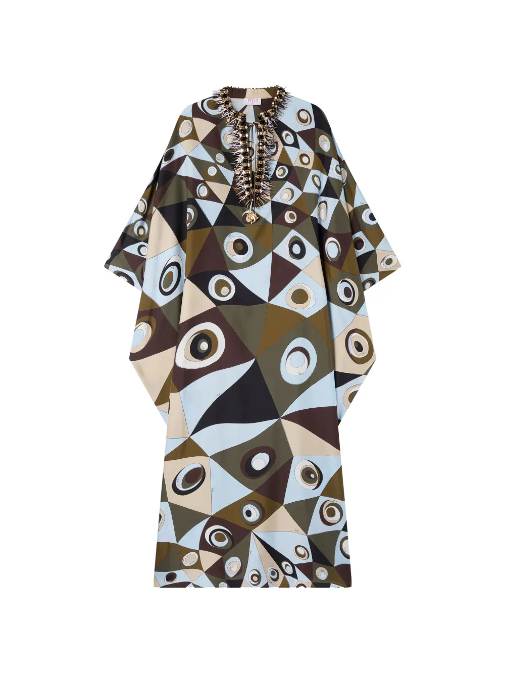 PUCCI Occhi-print silk kaftan with embroidery - Verde