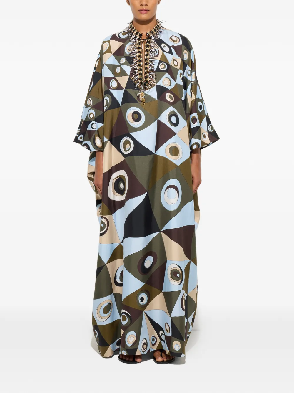 Pucci Caftán Con Estampado Occhi - Verde 