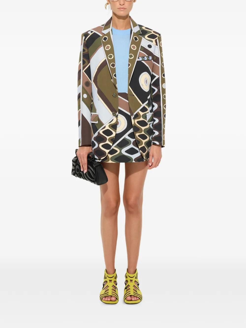 PUCCI Vivara Print Oversized Jacket in Cool Wool in Green, view 2