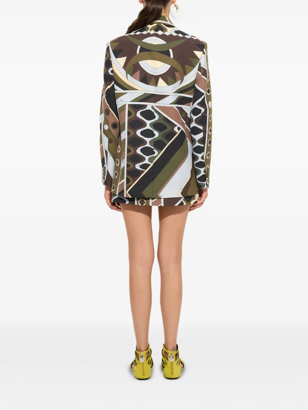 PUCCI Vivara Print Oversized Jacket in Cool Wool in Green, view 4