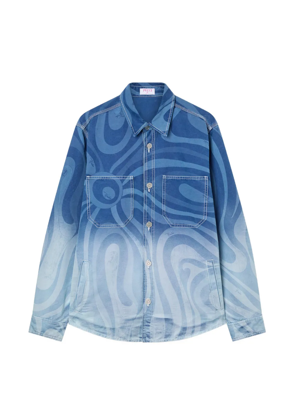 PUCCI marmo print oversized denim jacket - Blu
