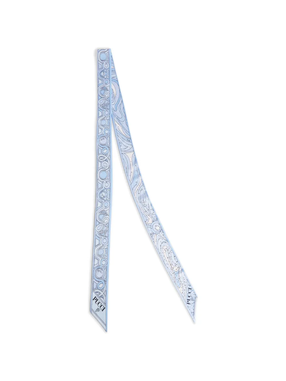 PUCCI mixed-print silk twill scarf with rhinestones - Blue