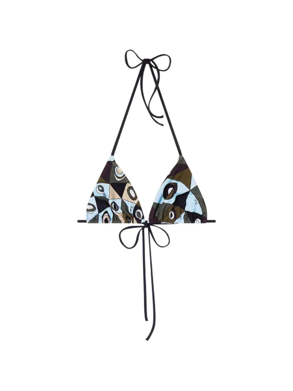 Pucci Occhi-print Triangle Bikini Top in Green