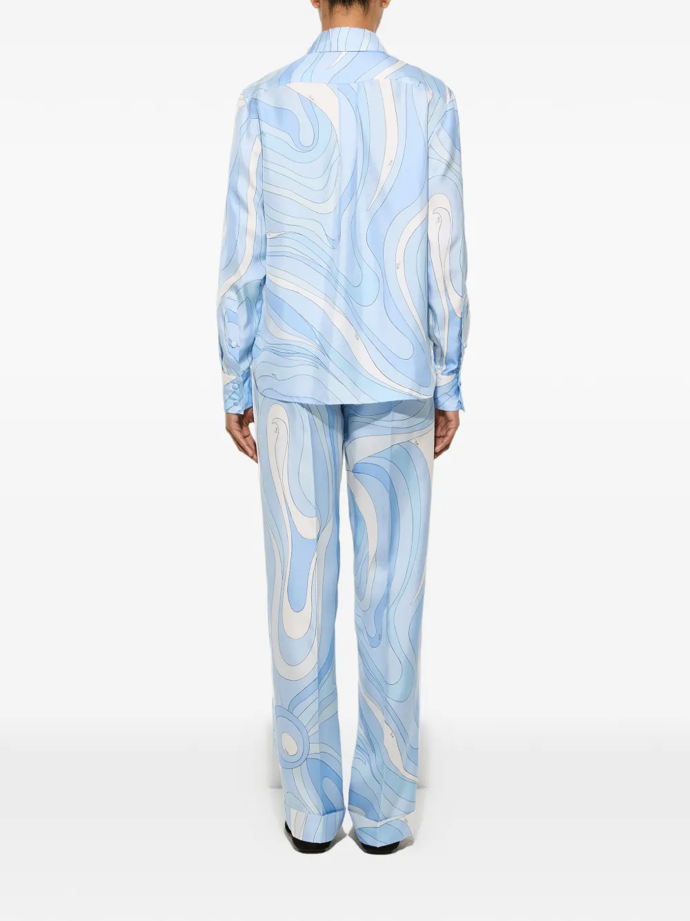 PUCCI Zijden broek met Marmo-print Blauw
