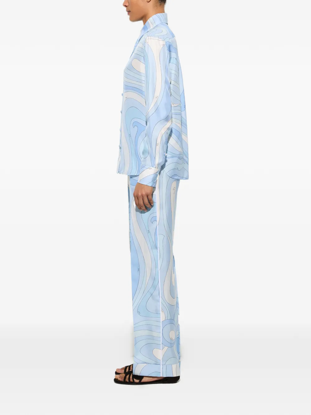  Pucci Marmo-print Silk Pants - Blue 