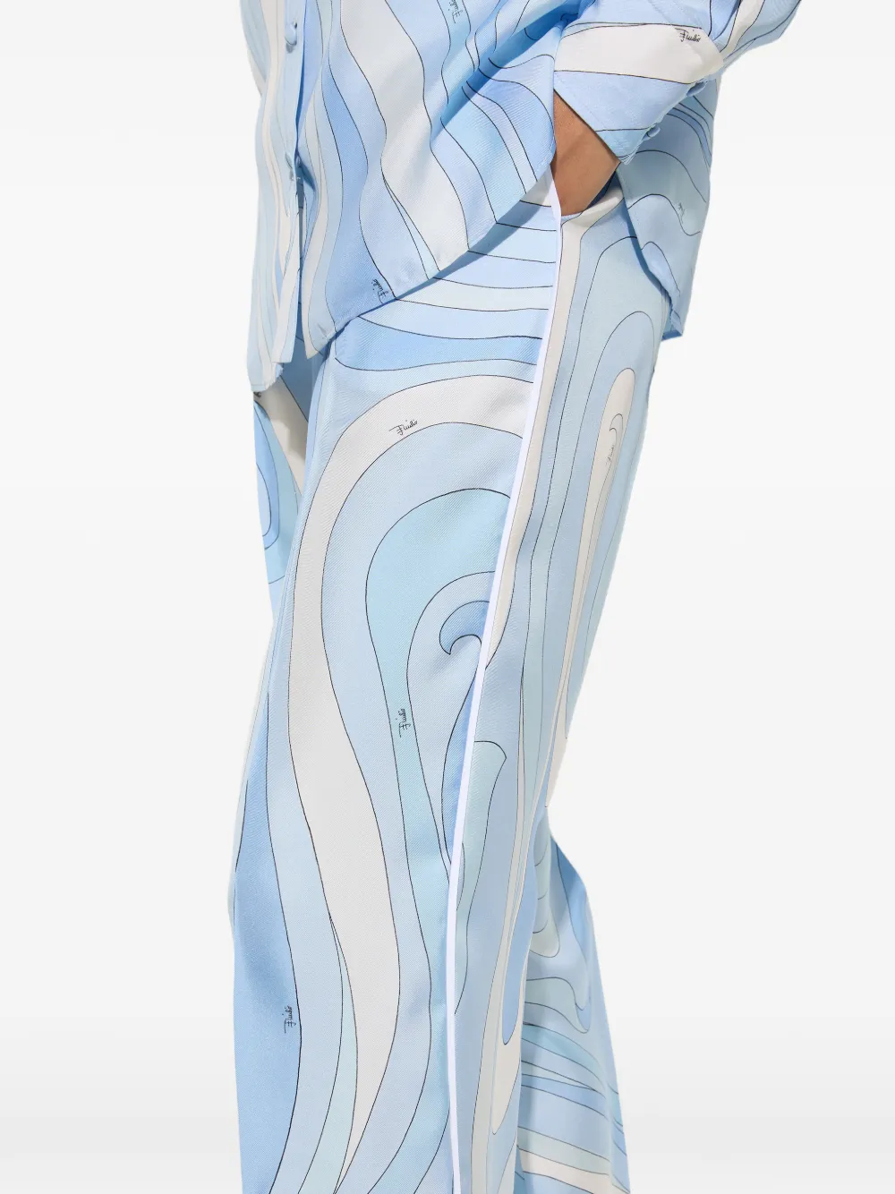 PUCCI Zijden broek met Marmo-print Blauw