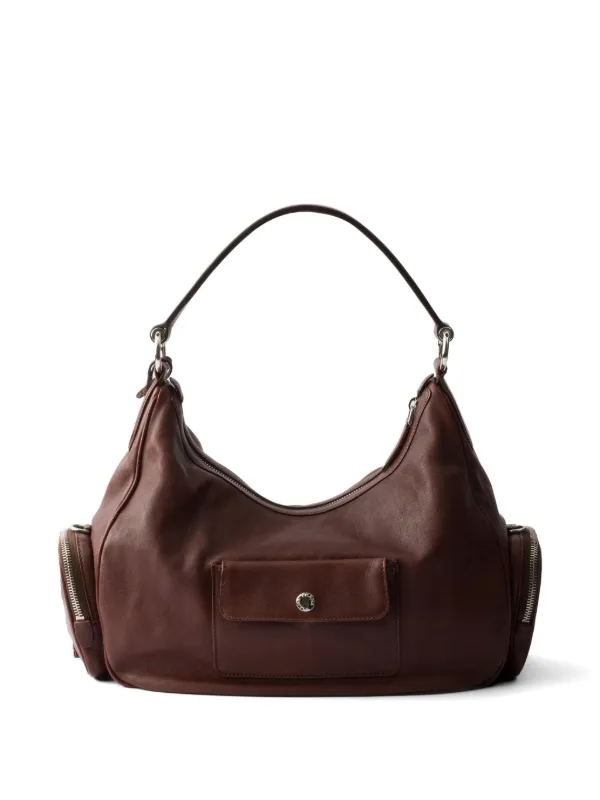 Prada ウォッシュドレザーバッグ M | ブラウン | FARFETCH JP