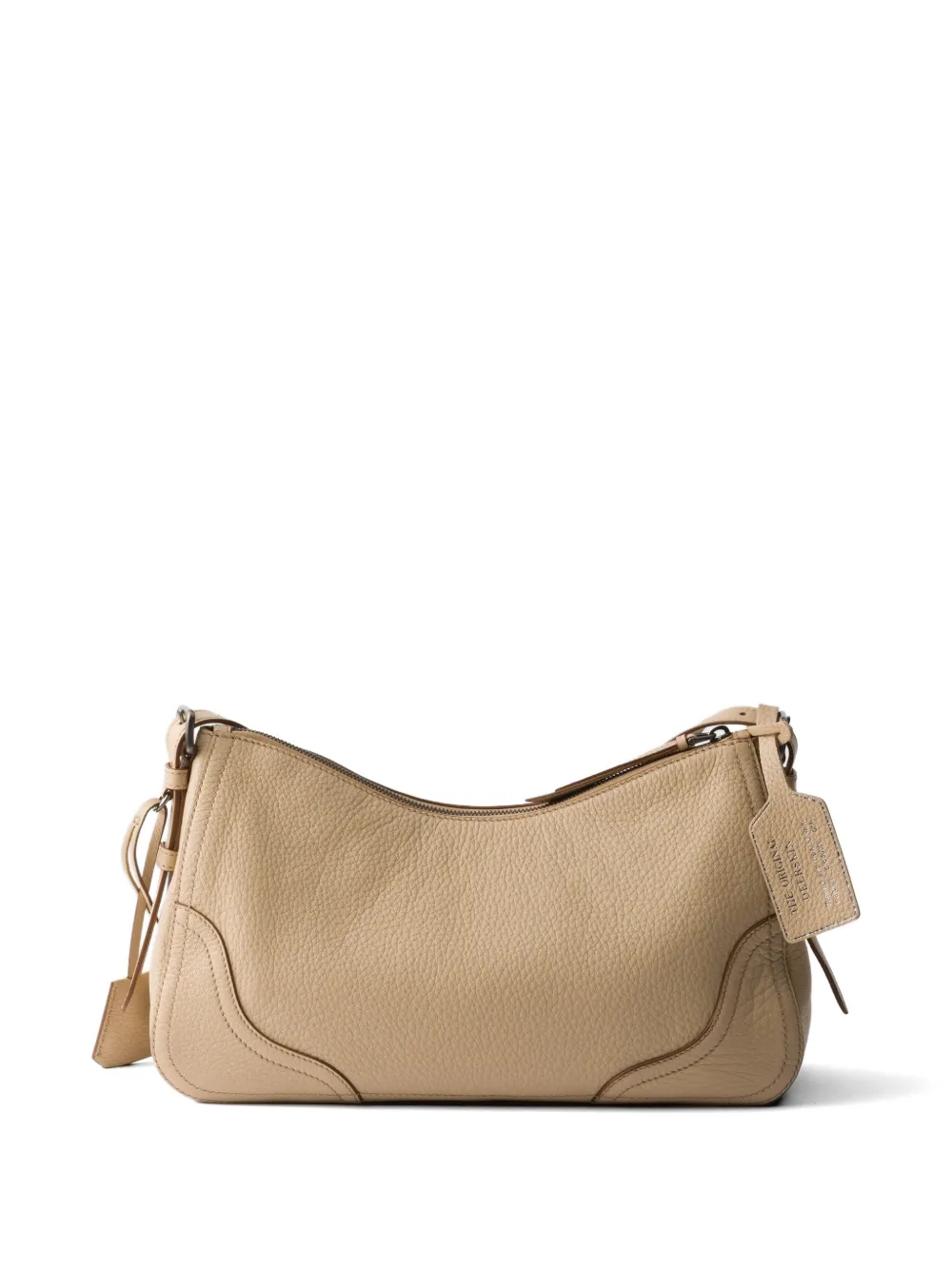 Prada Aimère grote leren schoudertas Beige