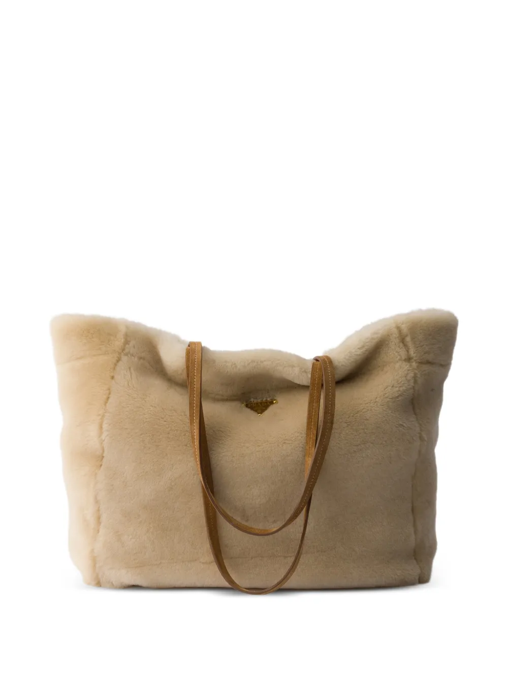 Prada large shearling tote bag - Toni neutri