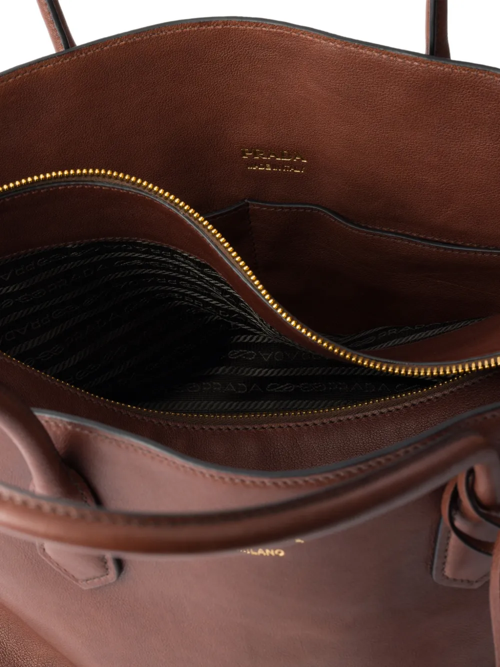 Prada Leren shopper Bruin