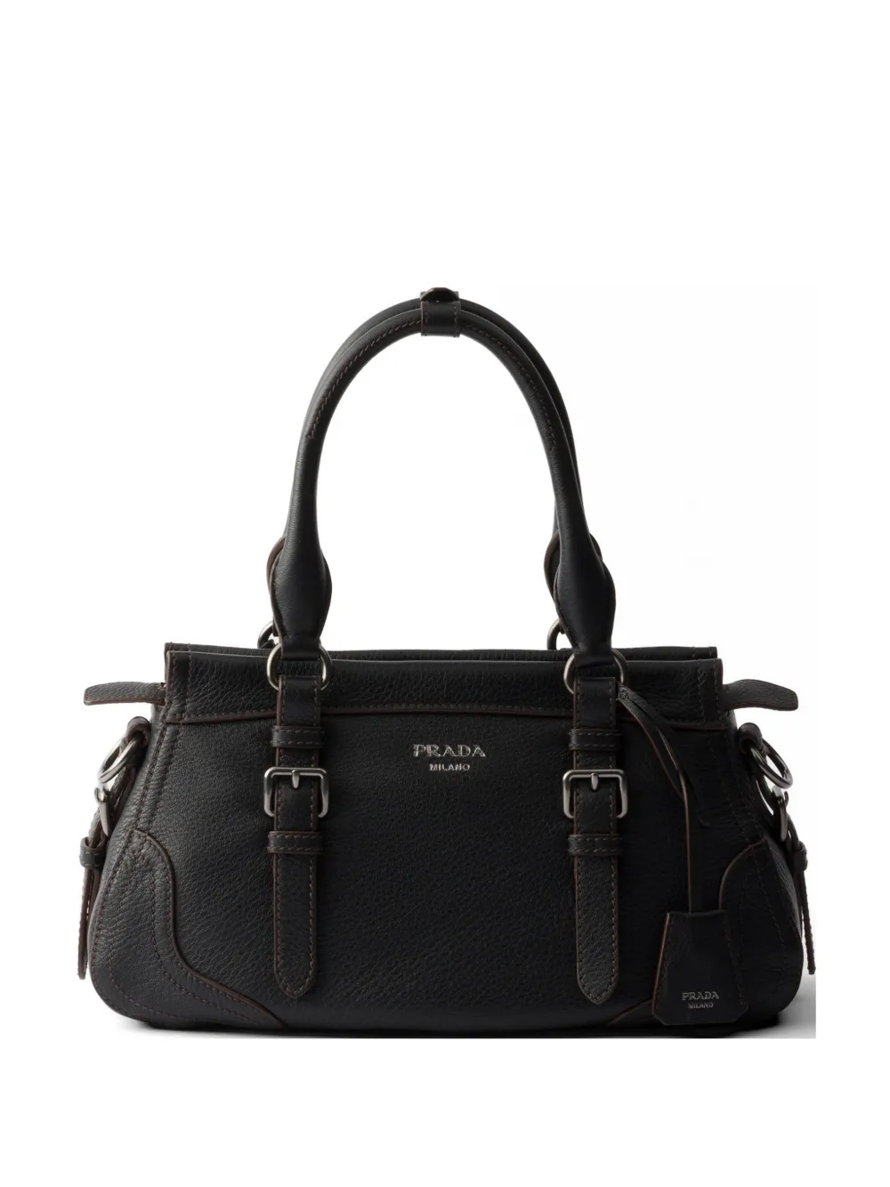 Prada large leather tote bag - Nero