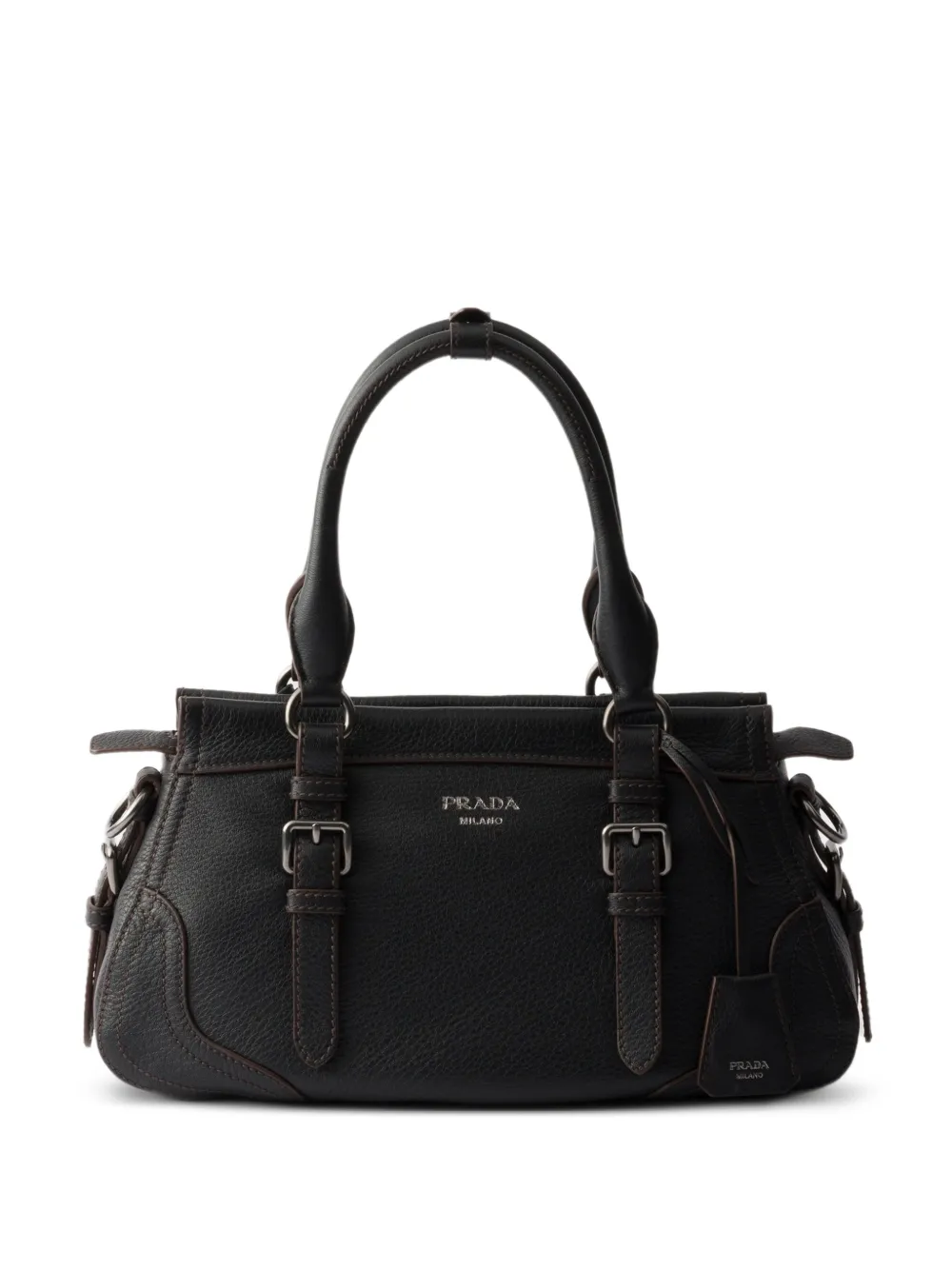 Prada large leather tote bag - Nero