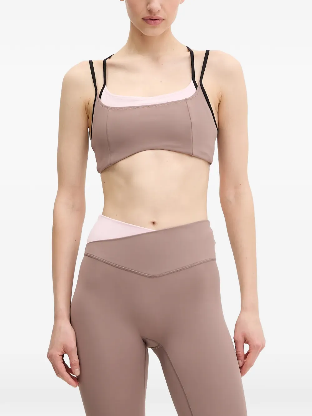 P.E Nation Distortion layered crossover-strap sports bra