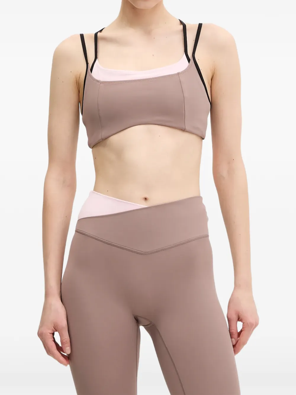 P.E Nation Distortion layered crossover-strap sports bra