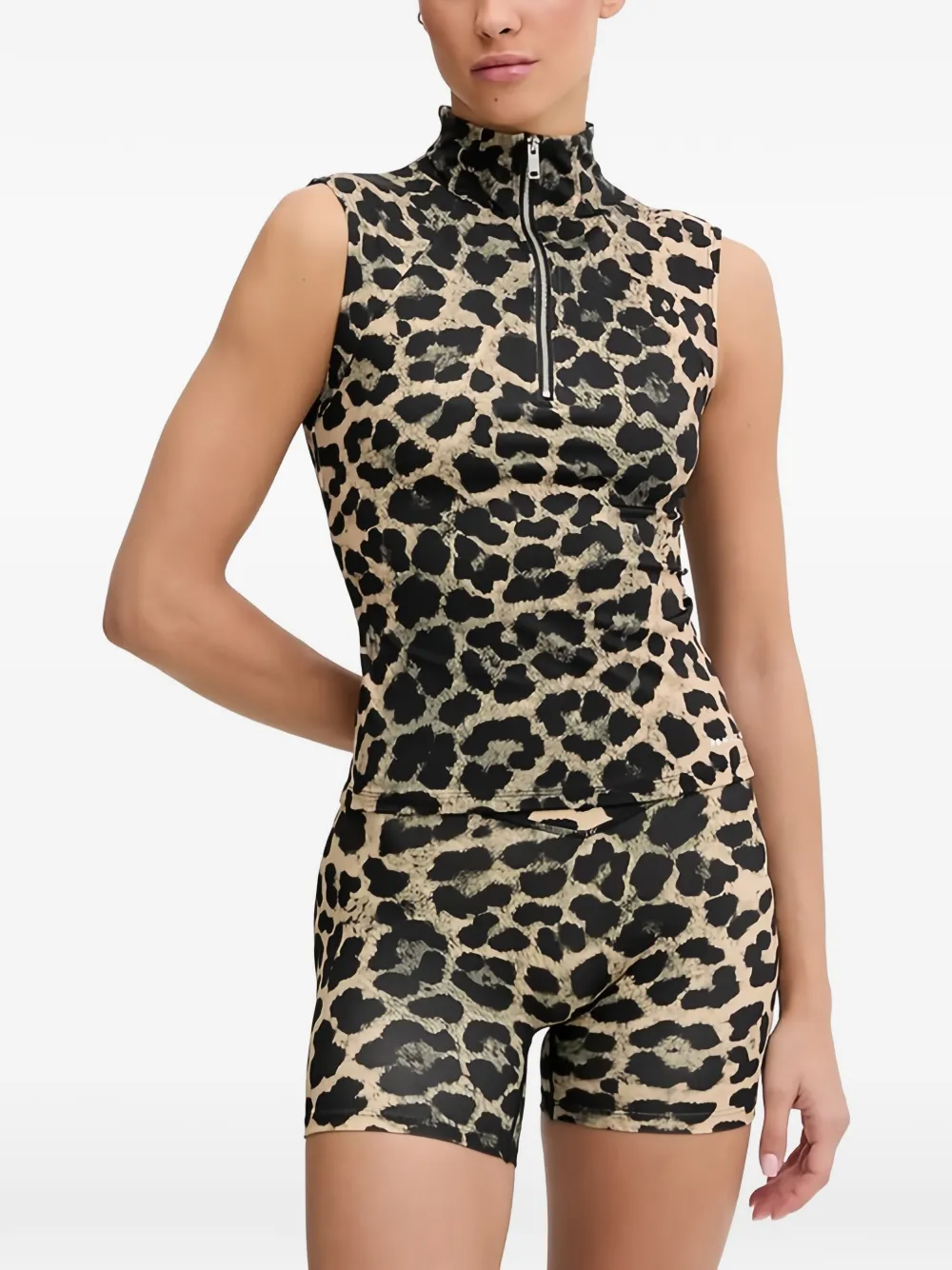 P.E Nation leopard zip-up top - Toni neutri