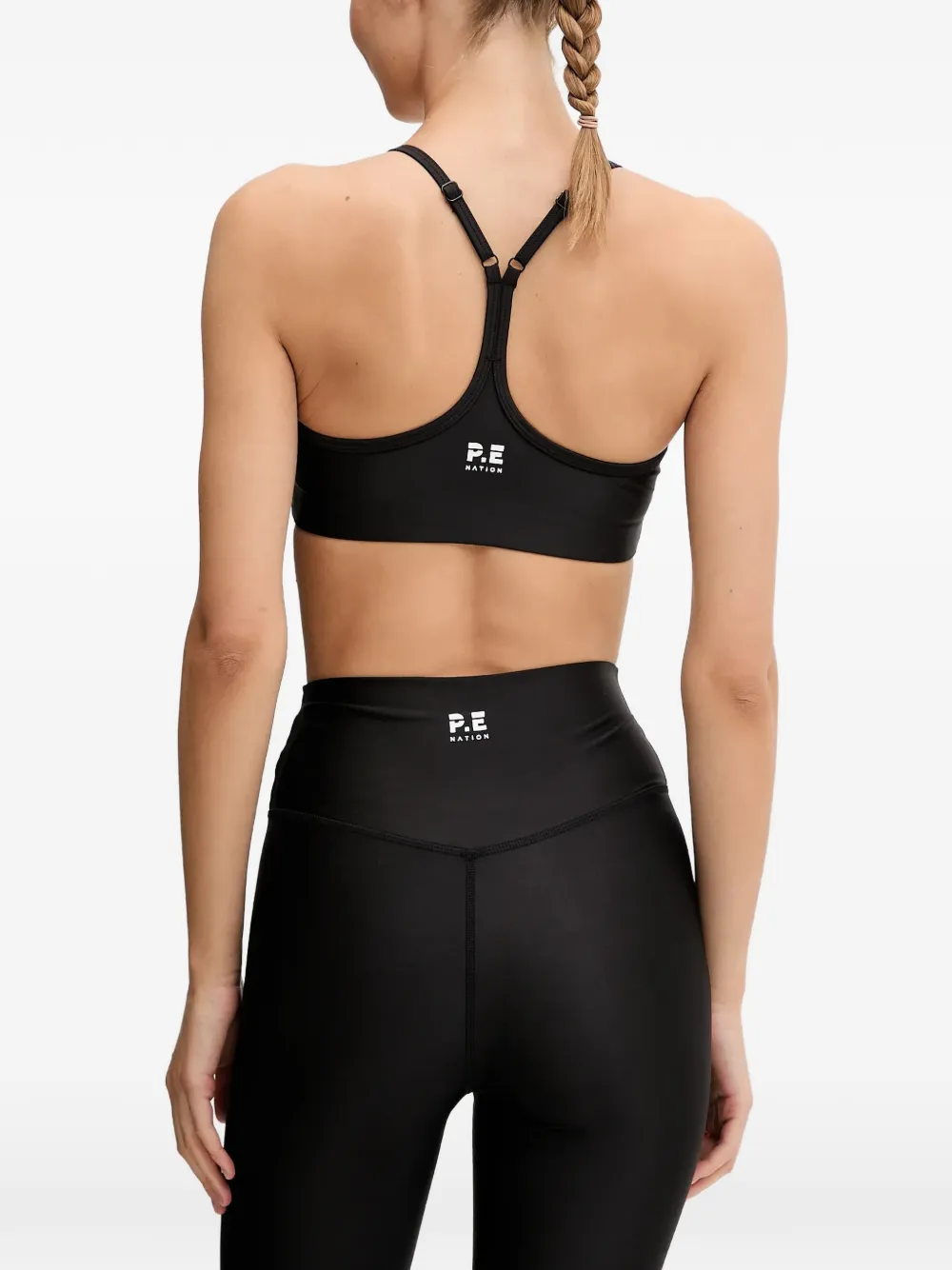 P.E Nation Fairmont logoprint racerback sport-bh Zwart