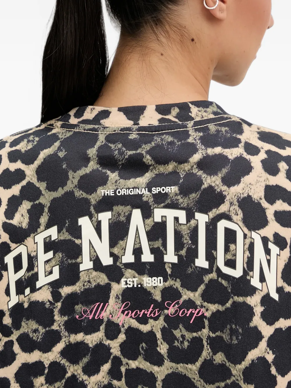 P.E Nation T-shirt met luipaard-pritn en logo-print Zwart