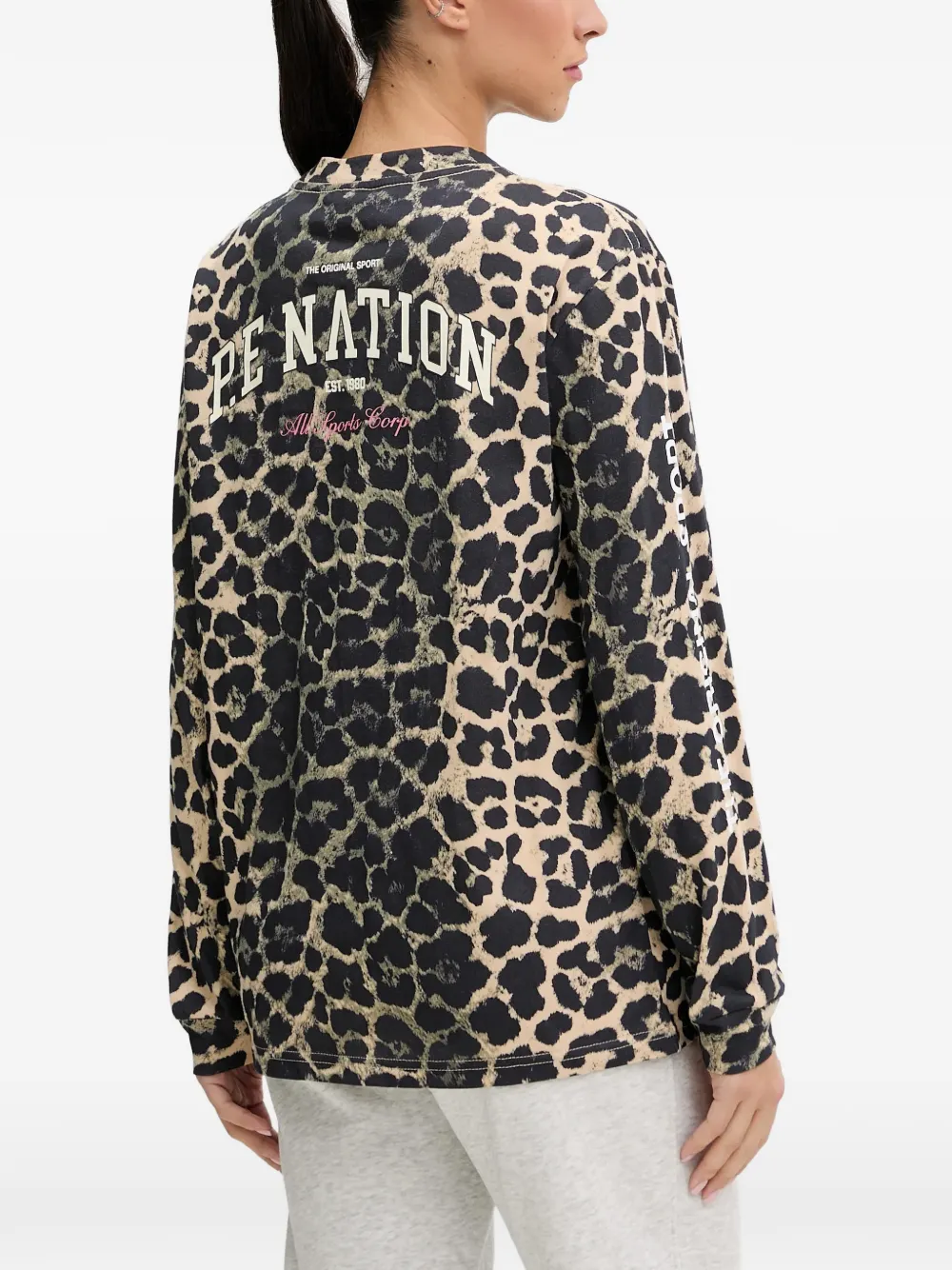 P.E Nation T-shirt met luipaard-pritn en logo-print Zwart
