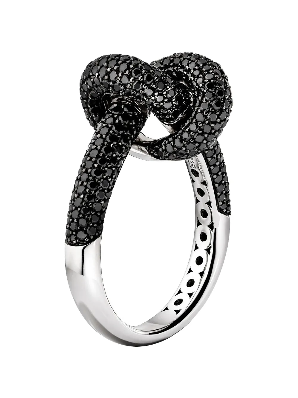 Engelbert black-diamond knot ring - Argento