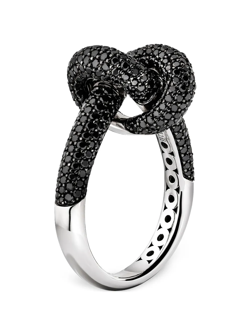 Engelbert black-diamond knot ring - Argento