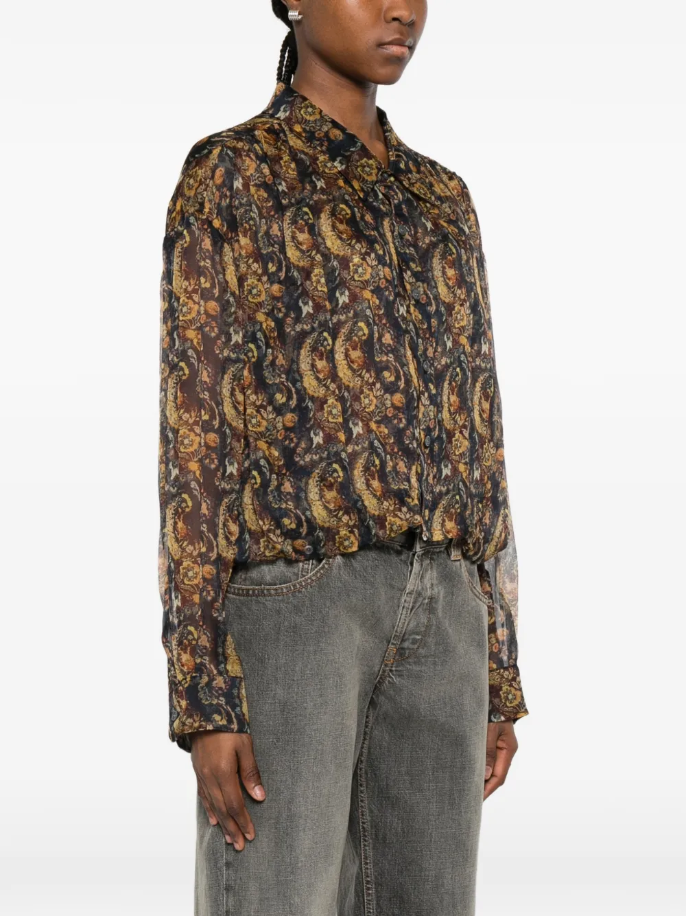 R13 Bubble blouse met knopen Zwart
