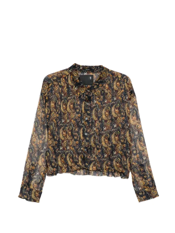 R13 Paisley Bubble Shirt in Black