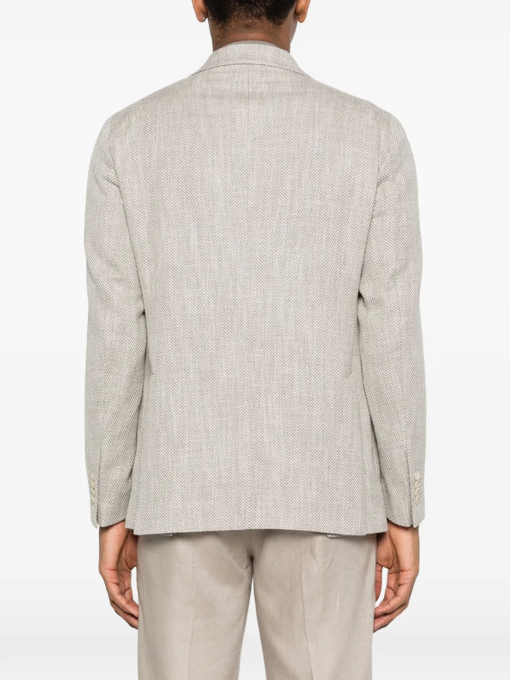 Tagliatore Jack met gekerfde revers en visgraatpatroon Beige