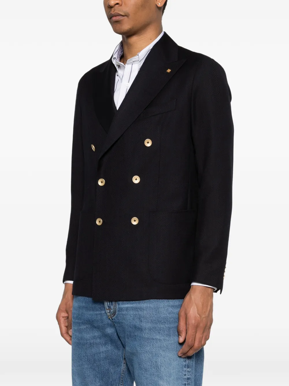 Tagliatore Blazer met dubbele rij knopen en zak Blauw