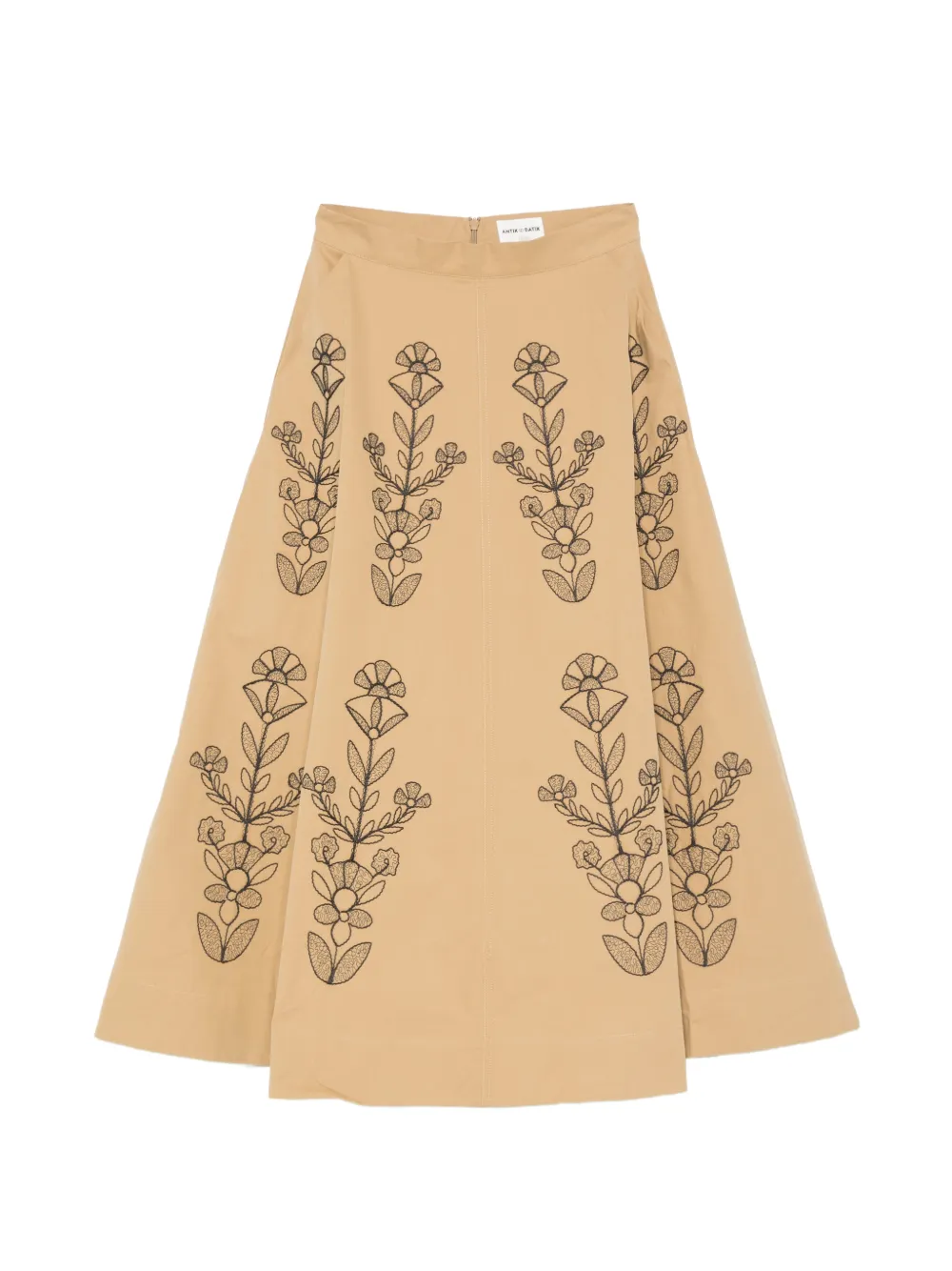 Antik Batik Maria floral-embroidered maxi skirt - Toni neutri