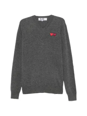 Comme Des Garçons Play heart-patch Wool Jumper | Grey | FARFETCH