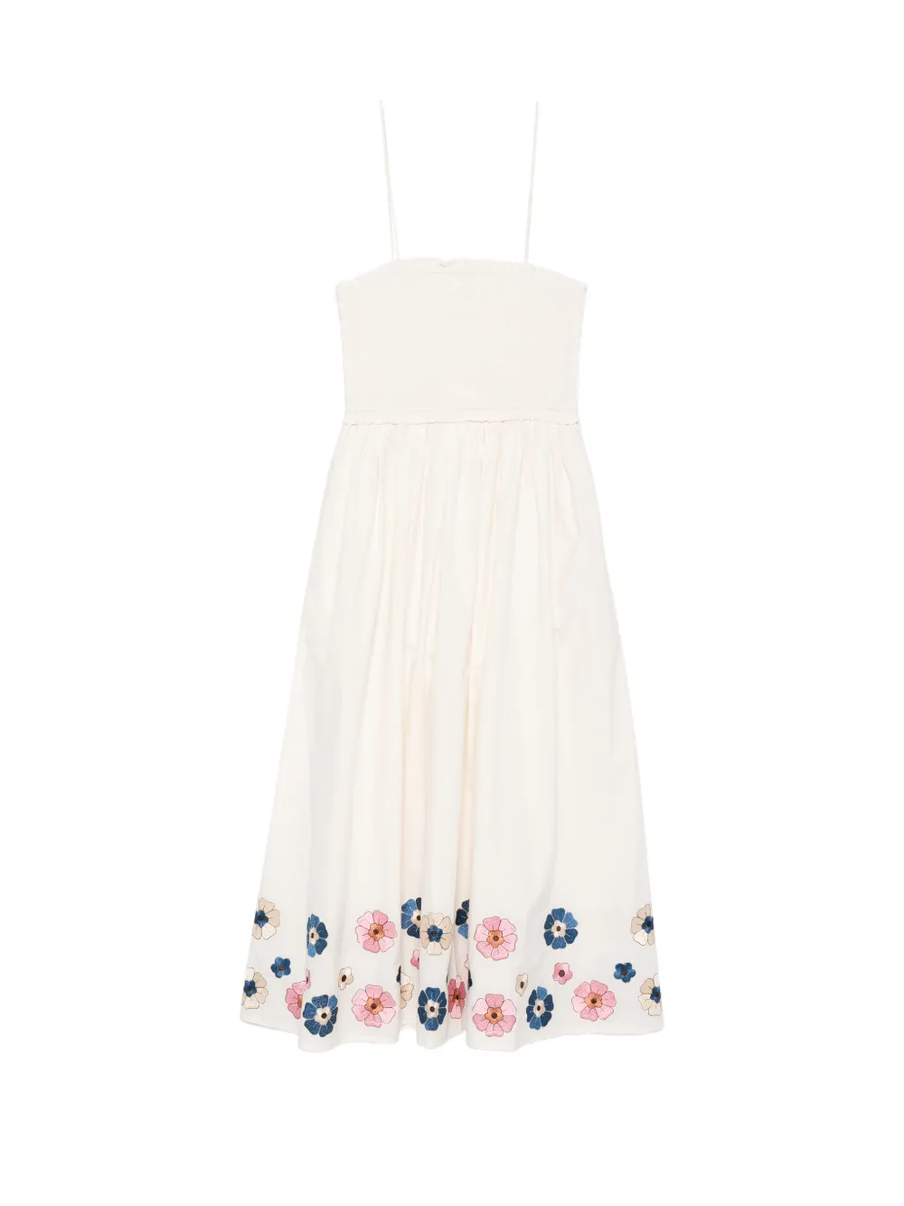 Antik Batik floral-embroidered midi dress - Neutrals