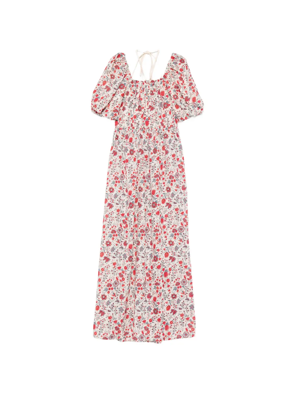 Antik Batik Annie Puff-sleeve Floral Maxi Dress In Neutral