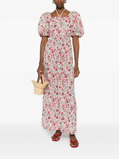 Antik Batik Annie puff-sleeve floral maxi dress