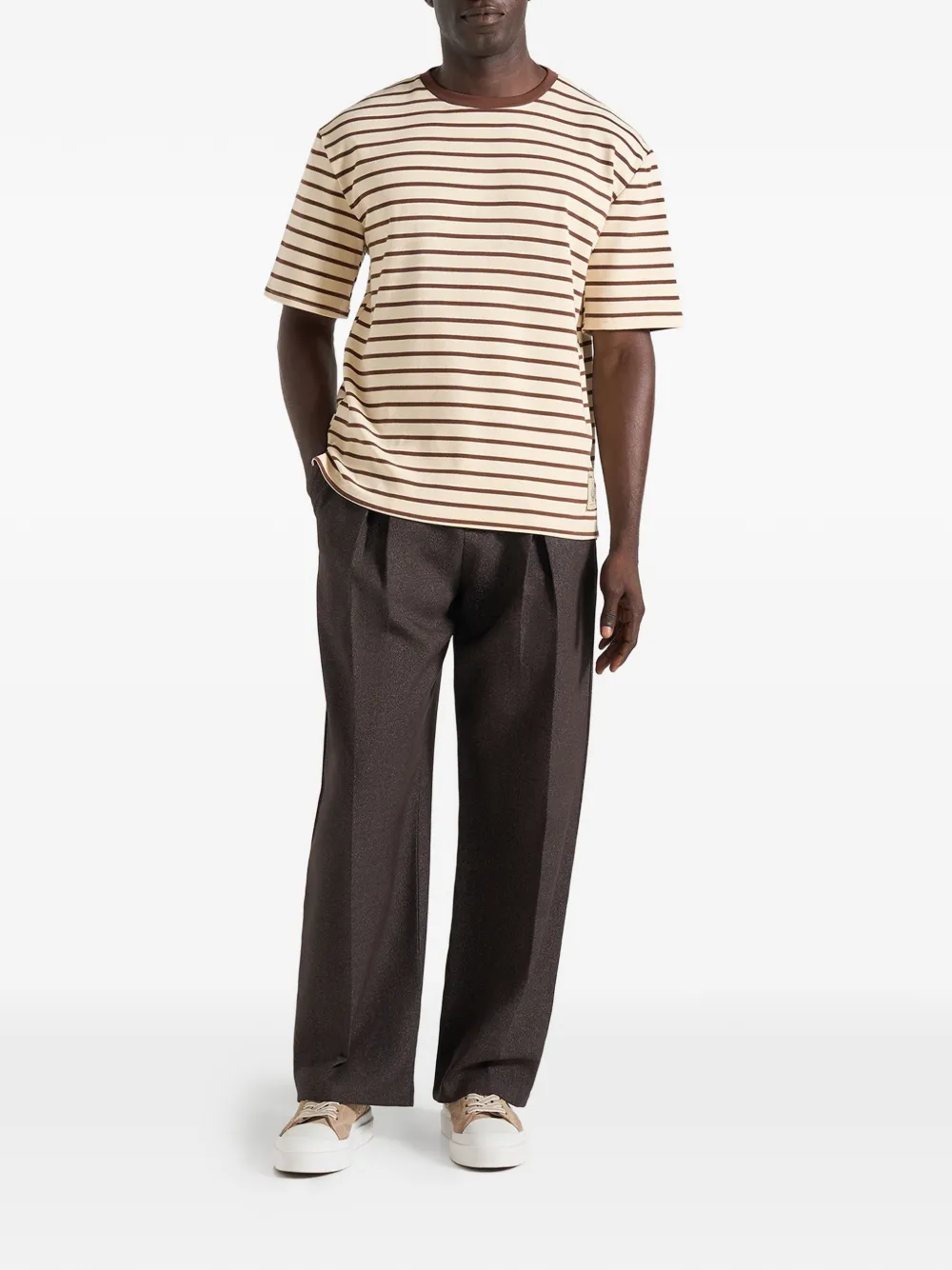 Manière De Voir Riley gestreept relaxed-fit katoenen T-shirt Beige