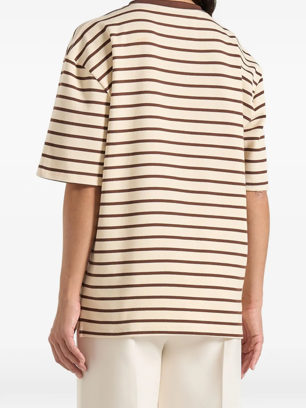 Manière De Voir Riley gestreept relaxed-fit katoenen T-shirt Beige