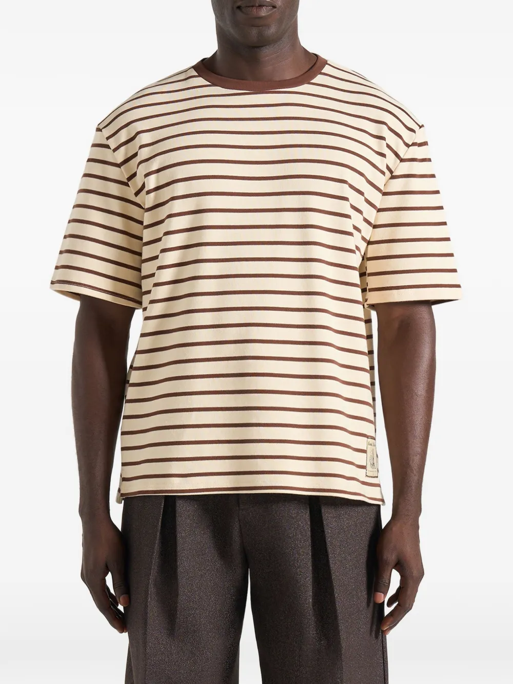 Manière De Voir Riley striped crew-neck T-shirt - Nude