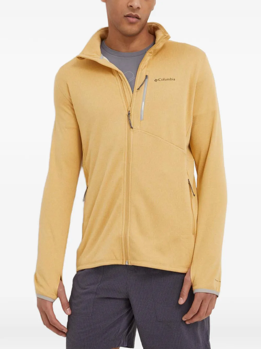 Columbia logo-print zip-up jacket - Yellow