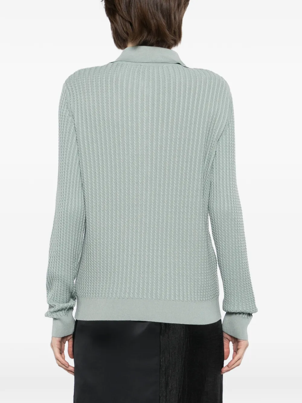 BLAZÉ Milano Alegria Button Knitted Top in Green, view 4