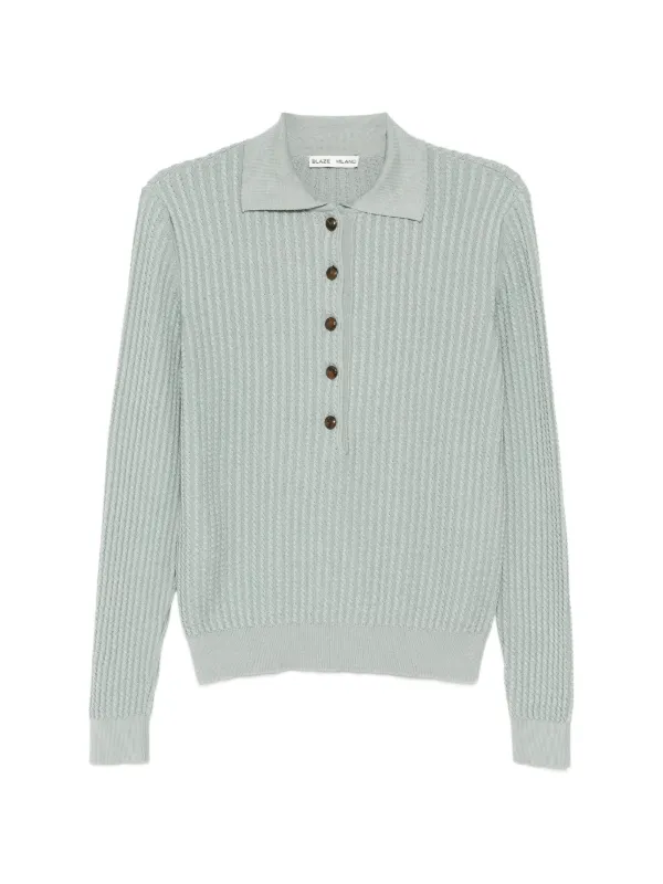 BLAZÉ Milano Alegria Button Knitted Top in Green