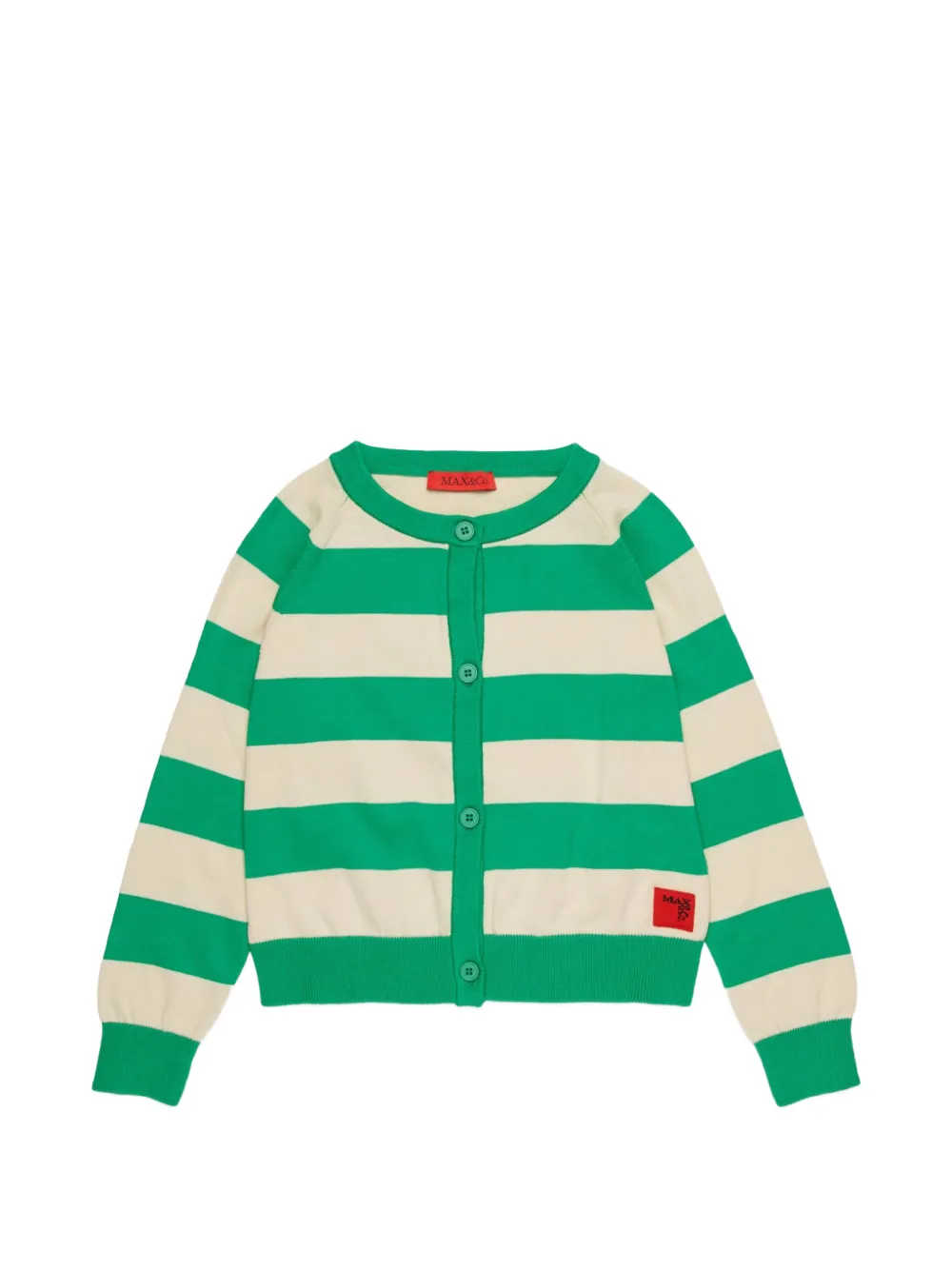 MAX&Co. Kids striped buttoned cardigan - Verde