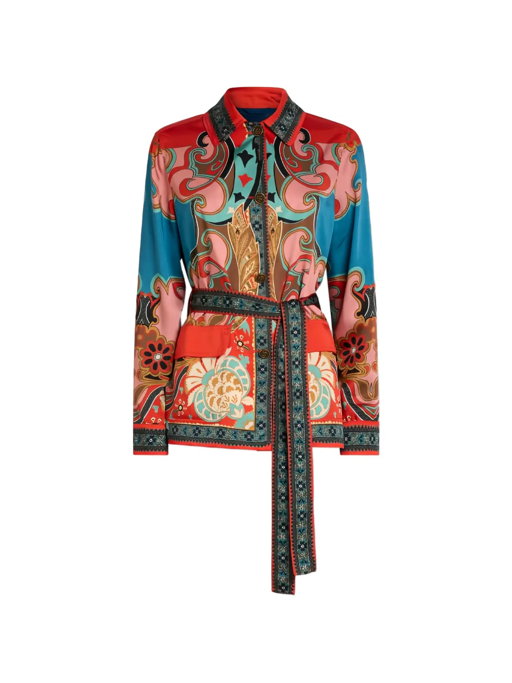 ETRO belt patterned jacket - Rosso