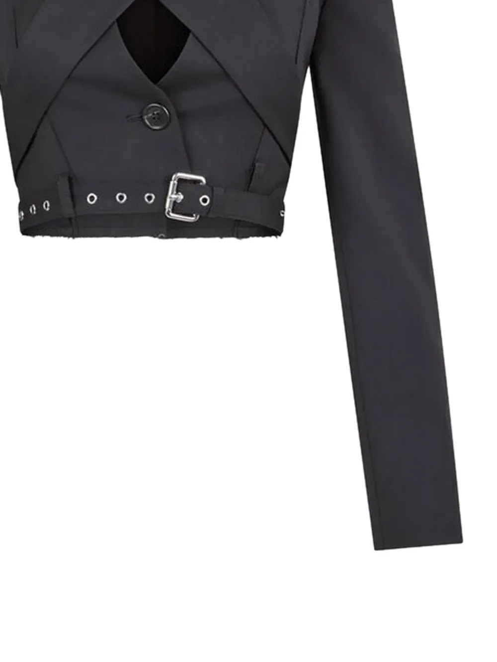  Monse Belted-waistband Cropped Jacket - Black 