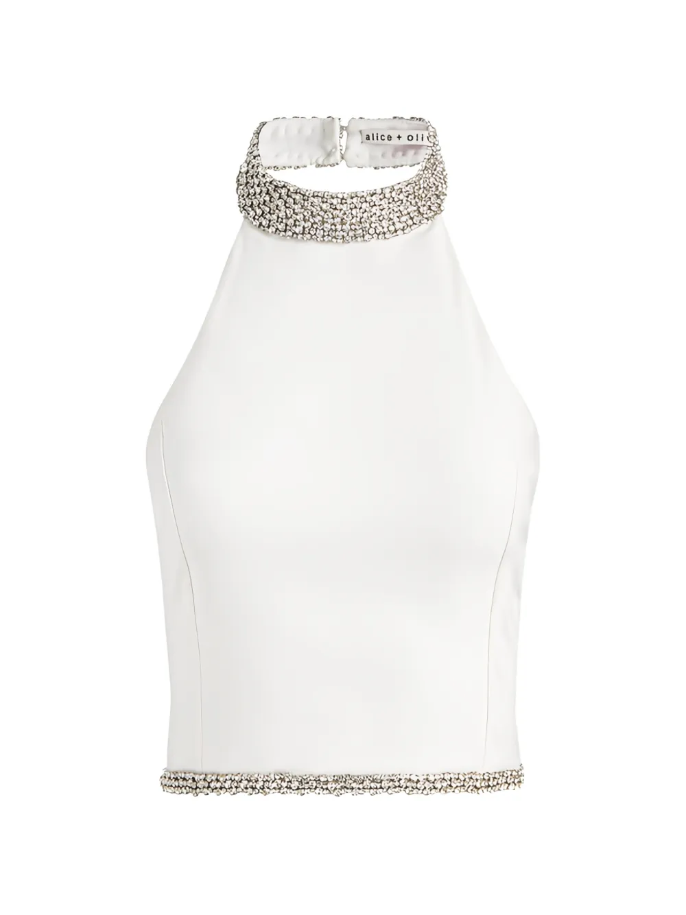 alice + olivia embellished halterneck top - Bianco