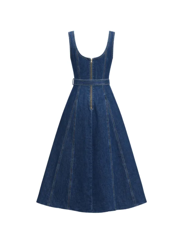 self portrait denim dress self-portrait - Skater Mini wanted to deconstruct classic shapes Denim Collared Mini Dress 