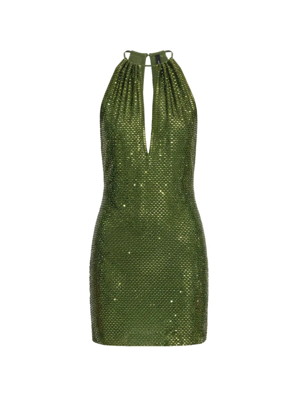 Self-Portrait Olive Rhinestone mini dress - Verde