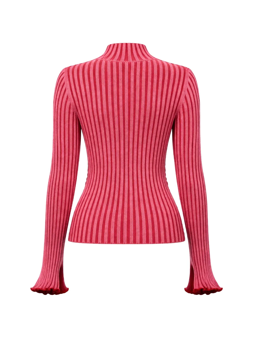 Striped Long-Sleeve Ruffled Sweater