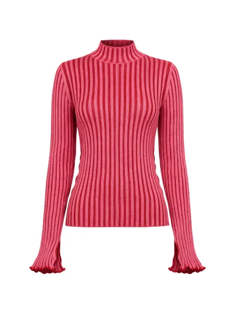 HUGO striped long-sleeve ruffled sweater