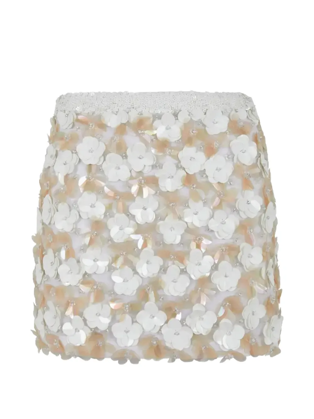 P.A.R.O.S.H. floral-appliqué skirt - Bianco