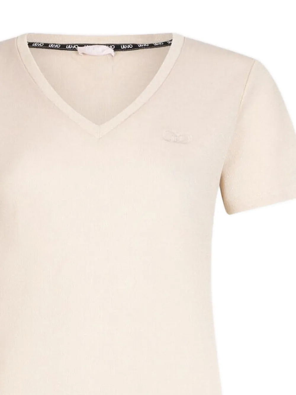 LIU JO T-shirt met V-hals en logodetail Beige