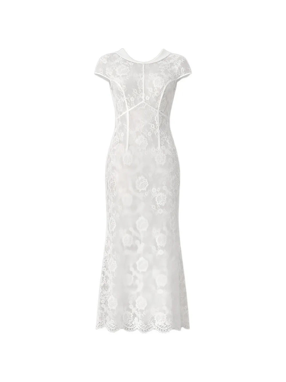Self-Portrait lace collared dress - Bianco